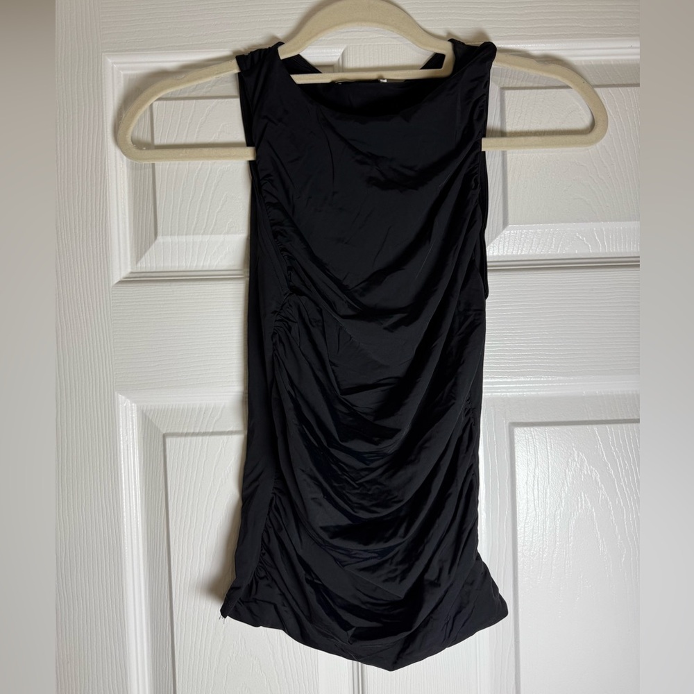 Zara Black Sleeveless Ruched Mini Top